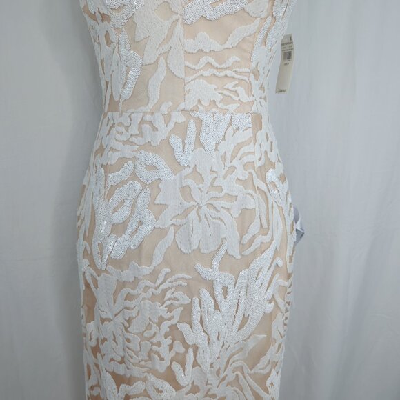 Dress the Population Lace Dress Medium White Maxi Sequin - Picture 4 of 11